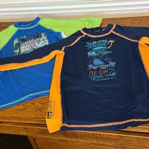 PIER 27 BRAND, Kids Swim Rash Guard Set - Blue and Green, Sz Large, Clothing